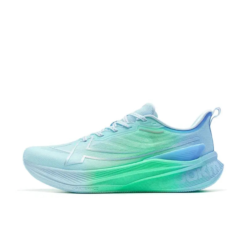 Xtep men's running shoes gradient aqua to green with white sole, lightweight cushioned trainer