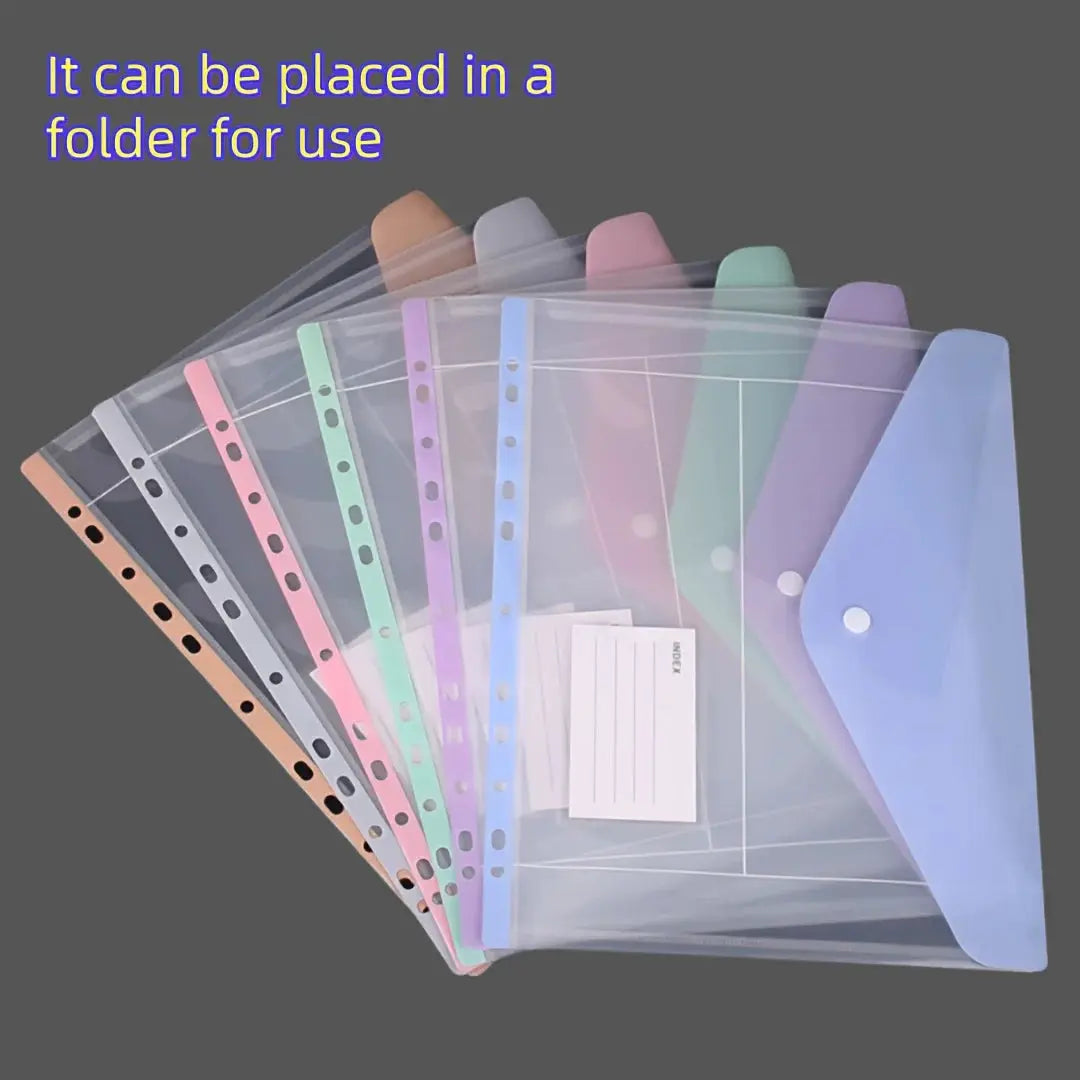Expandable binder pockets 6pc set by Simples Market in pastel colors with 11-hole side-opening design