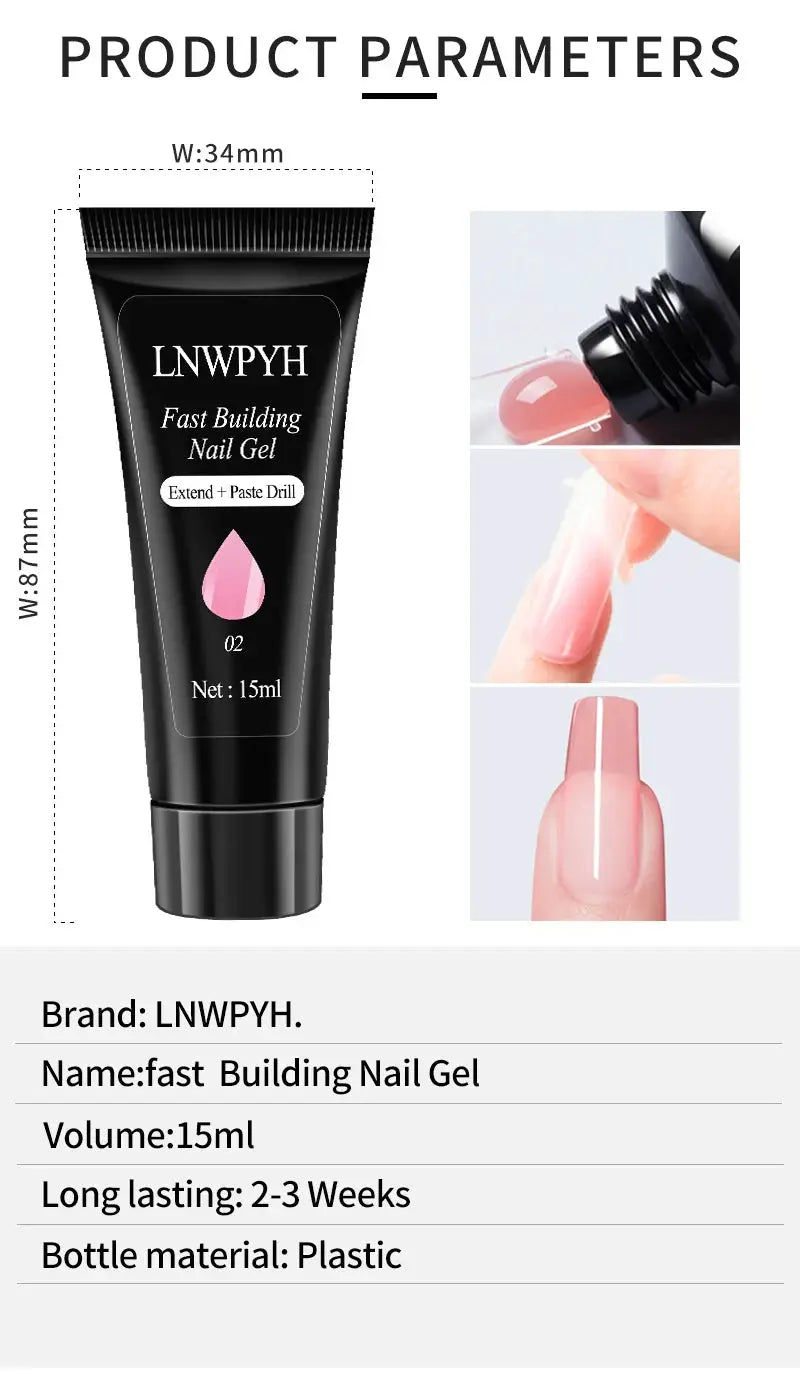 LNWPYH Fast Building Nail Gel 15ml tube with pink gel droplet icon