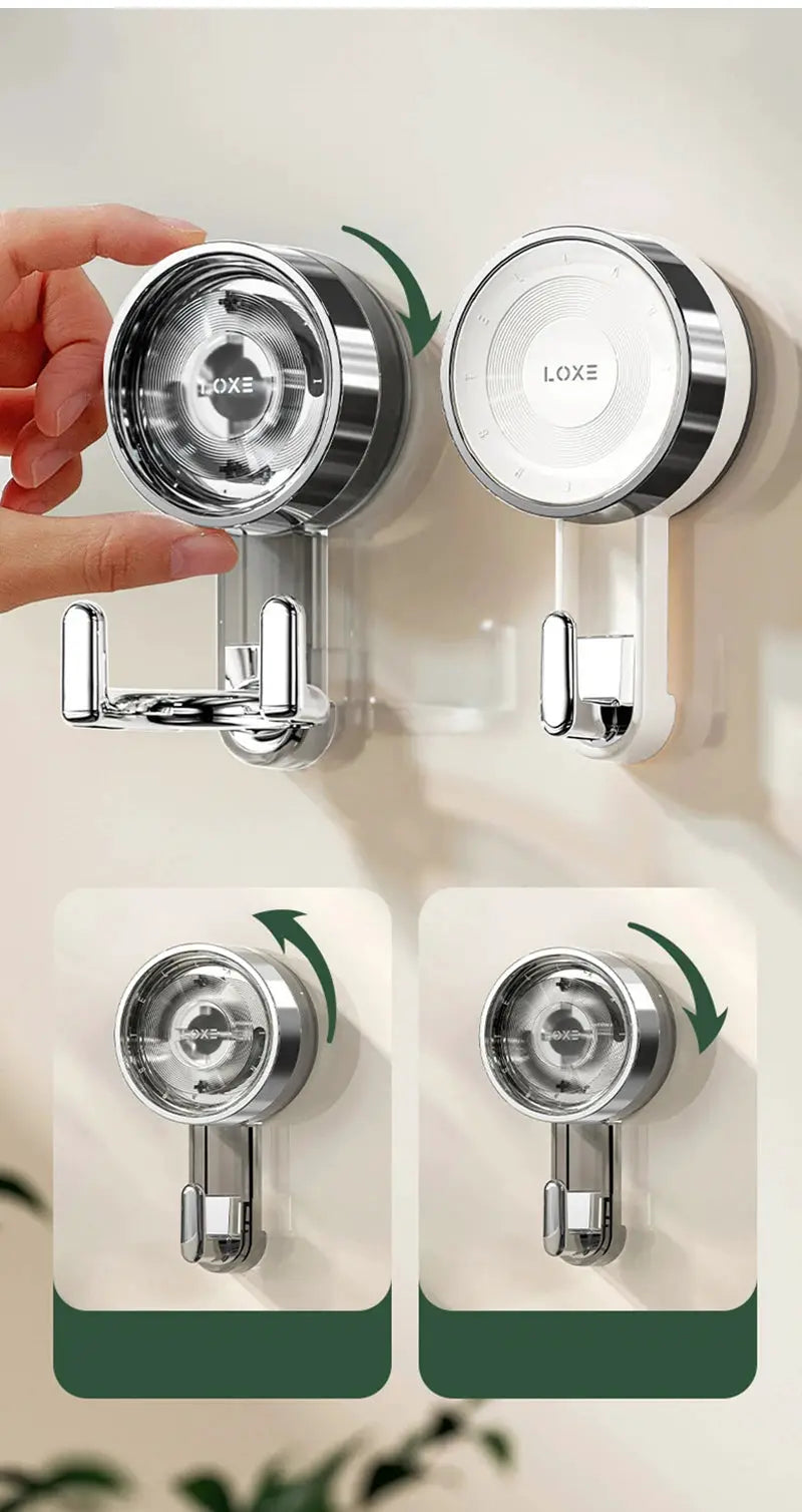 Bathroom wall hooks LOXE chrome suction-cup double hooks, 2-pack