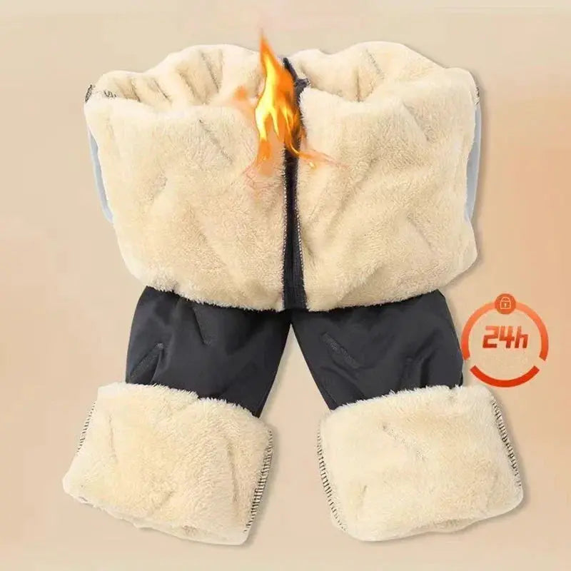 Women Winter Fleece Sweatpants With Plush Lambswool Lining Thermal Insulated Windproof Waterproof Warm Outerwear