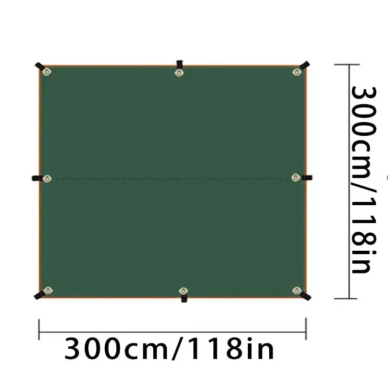 Simples Market ultra-light canvas canopy sunshade, green square tarp with metal grommets, 300 cm square
