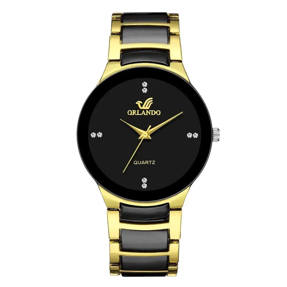 Men's Black Dial Steel Quartz Watch With Alloy Case And Band For Business And Everyday Wear