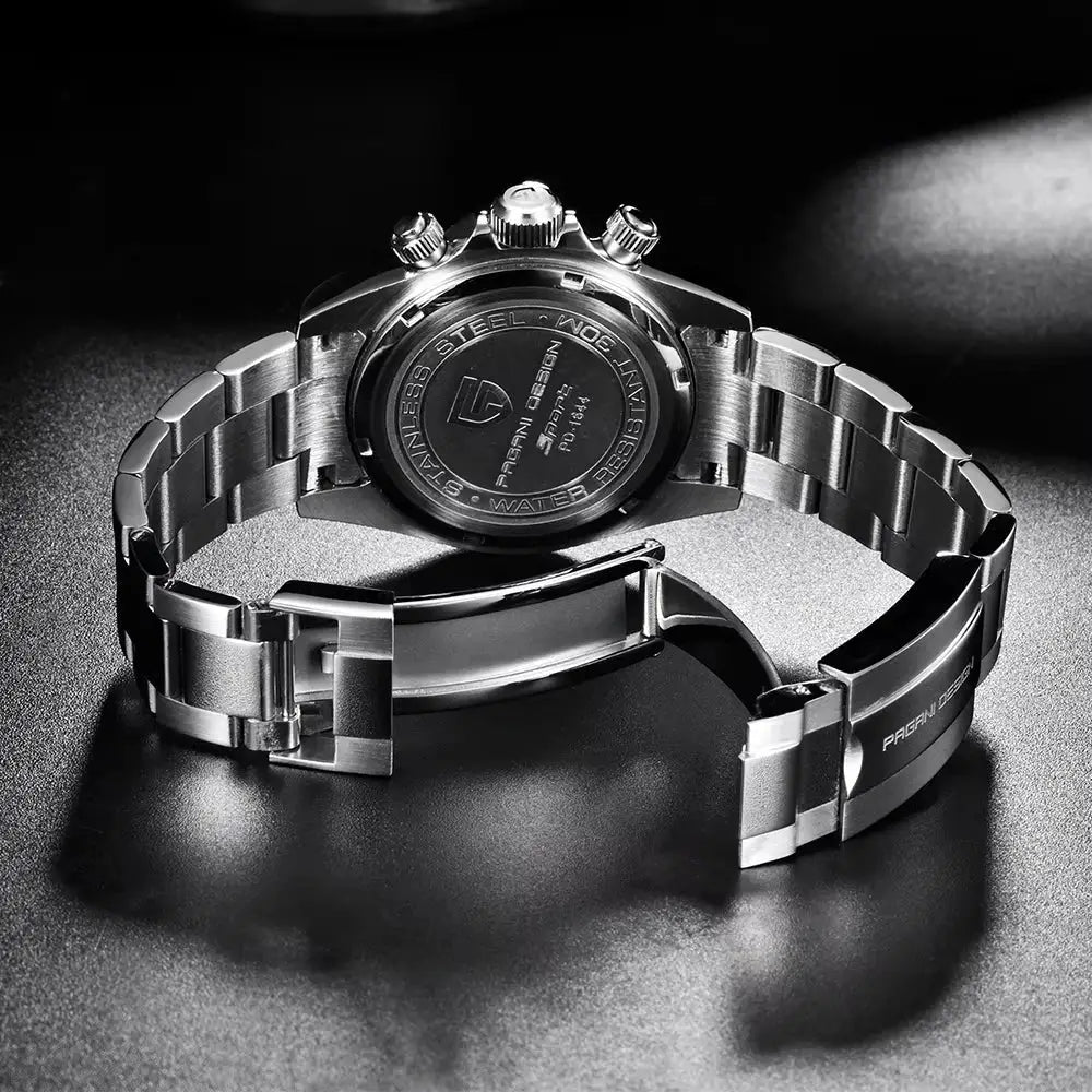 Pagani Design PD1644 men's stainless steel chronograph watch with sapphire glass and 100m water resistance