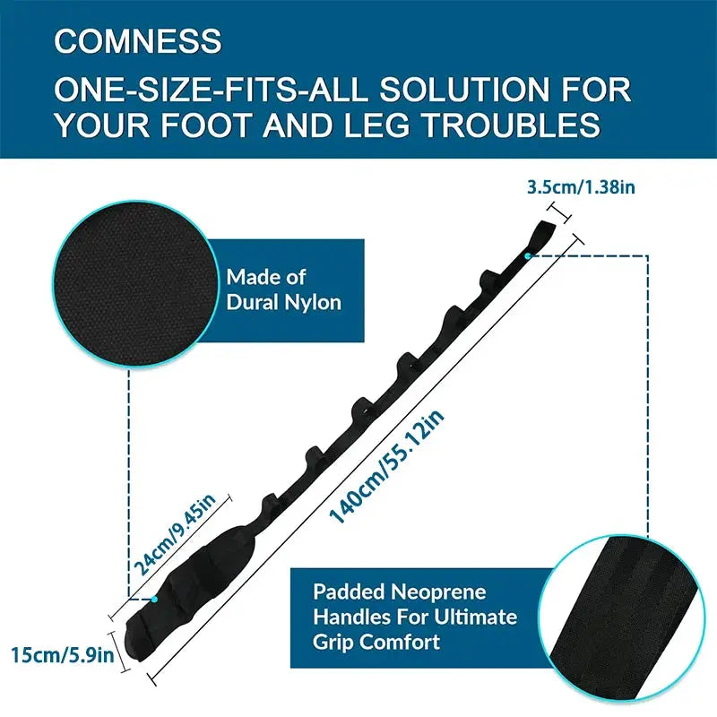 Yoga Stretching Band With Segmented Adjustment For Leg And Foot Rehabilitation Heel Calf Ankle Hip Lower Back Relief