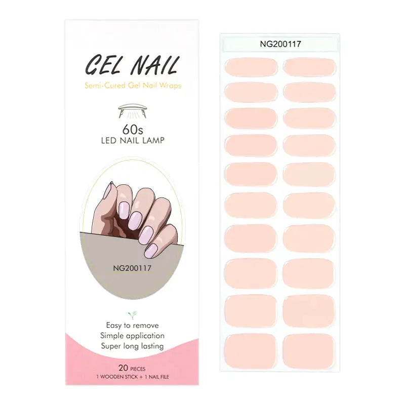 NailLux Semi Cured Nail Wraps For 16 To 20 Tips Easy Full Cover Adhesive Press On Nails Gel Finish UV LED Compatible