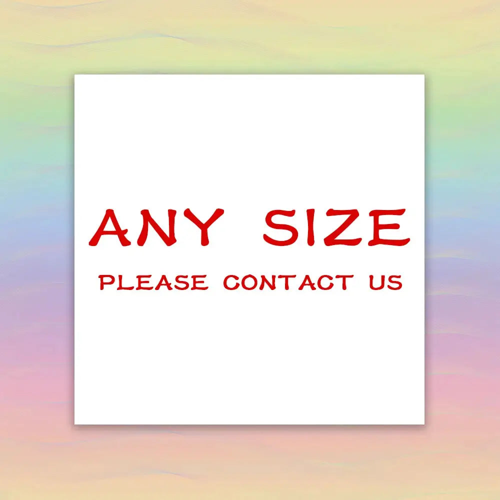 Custom cards by Simples Market: white square card with red text ANY SIZE PLEASE CONTACT US