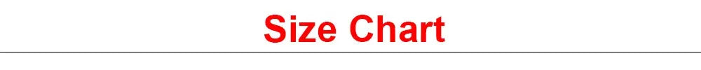 Size chart banner for swimwear with a red Size Chart heading