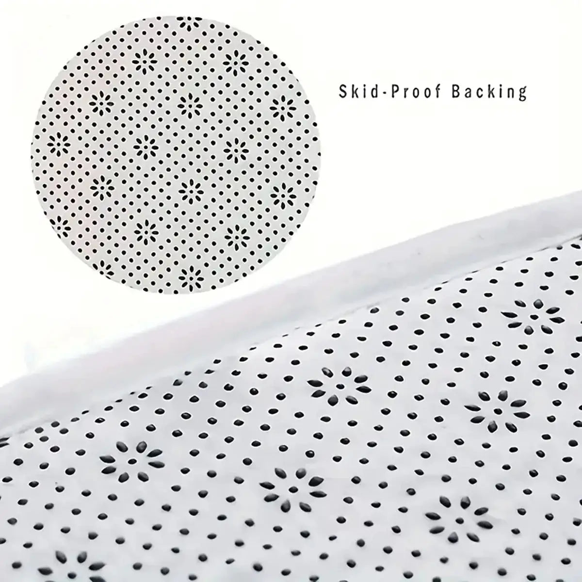 Simples Market long strip kitchen floor mat, white with black dotted flower pattern, non-slip backing