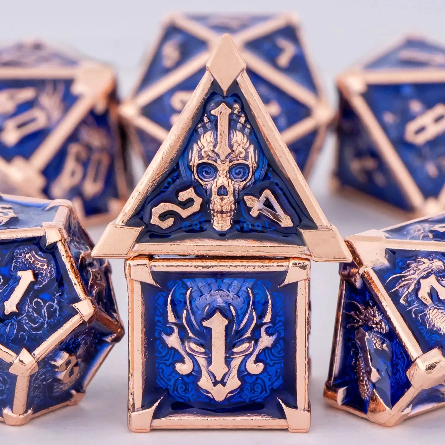 Skull And Dragon Metal Dice Set For Dungeons And Dragons Polyhedral Dice For Tabletop RPGs