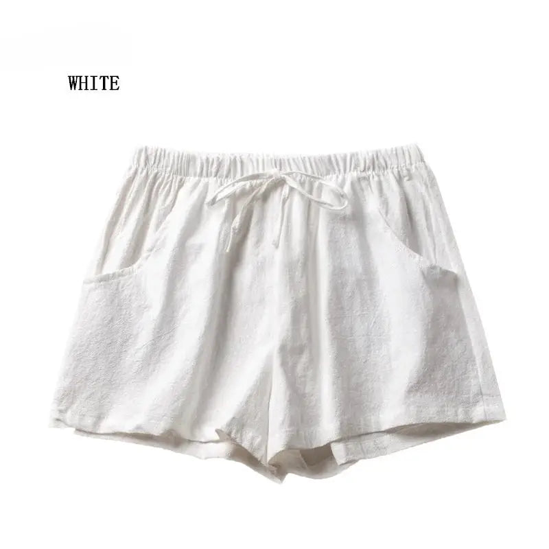 ITOOLIN white linen shorts for women, high-waisted casual gym shorts by Simples Market