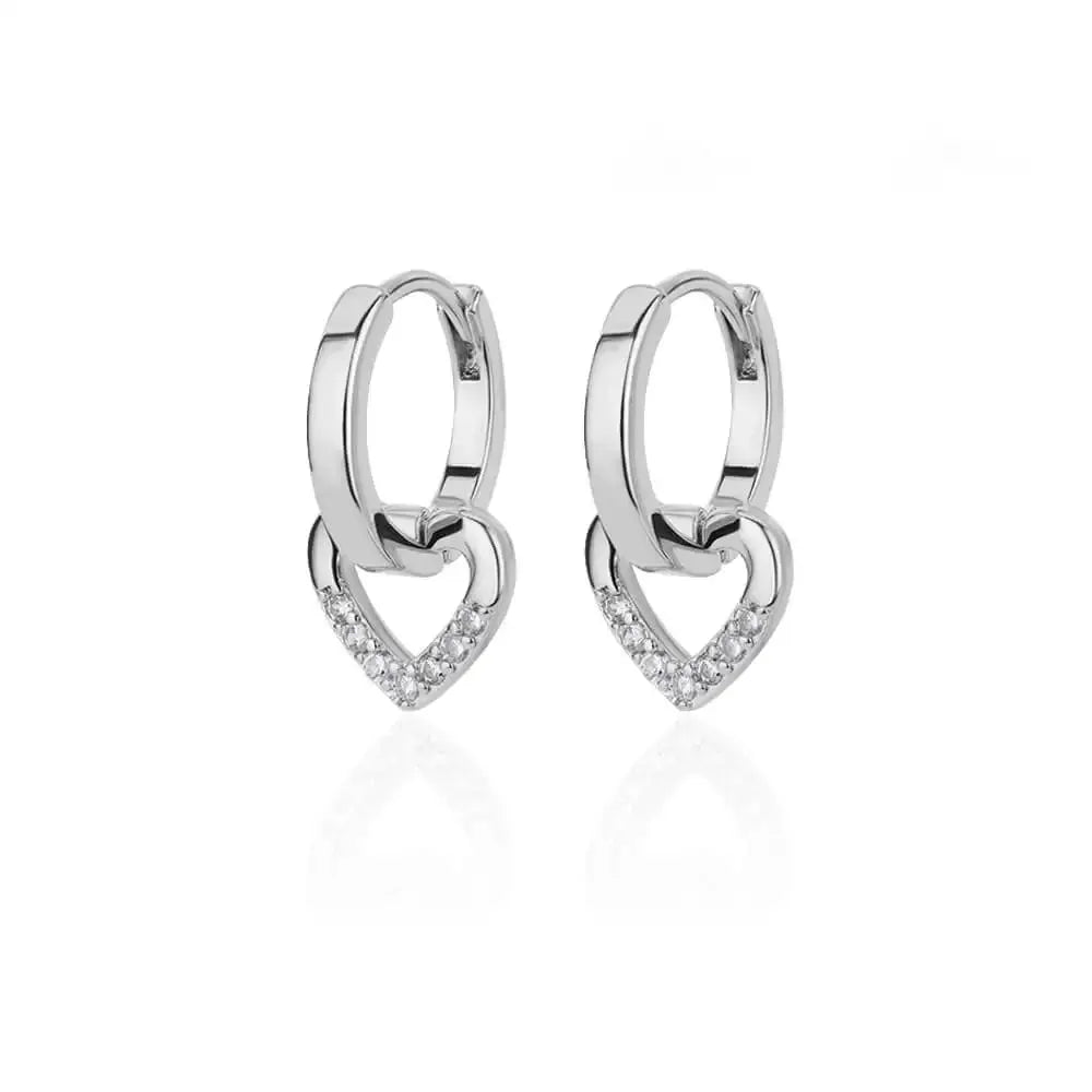 Hollow Zircon Heart Earrings For Women Stainless Steel Gold Color Jewelry Gift Free Shipping Luxury Wedding Accessory