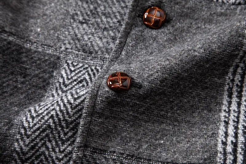 Waistcoat for men in green tweed plaid with brown buttons