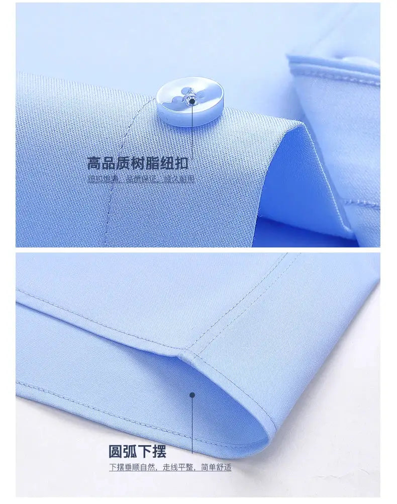 Men's light-blue bamboo fiber long-sleeve shirt with button detail and folded cuff