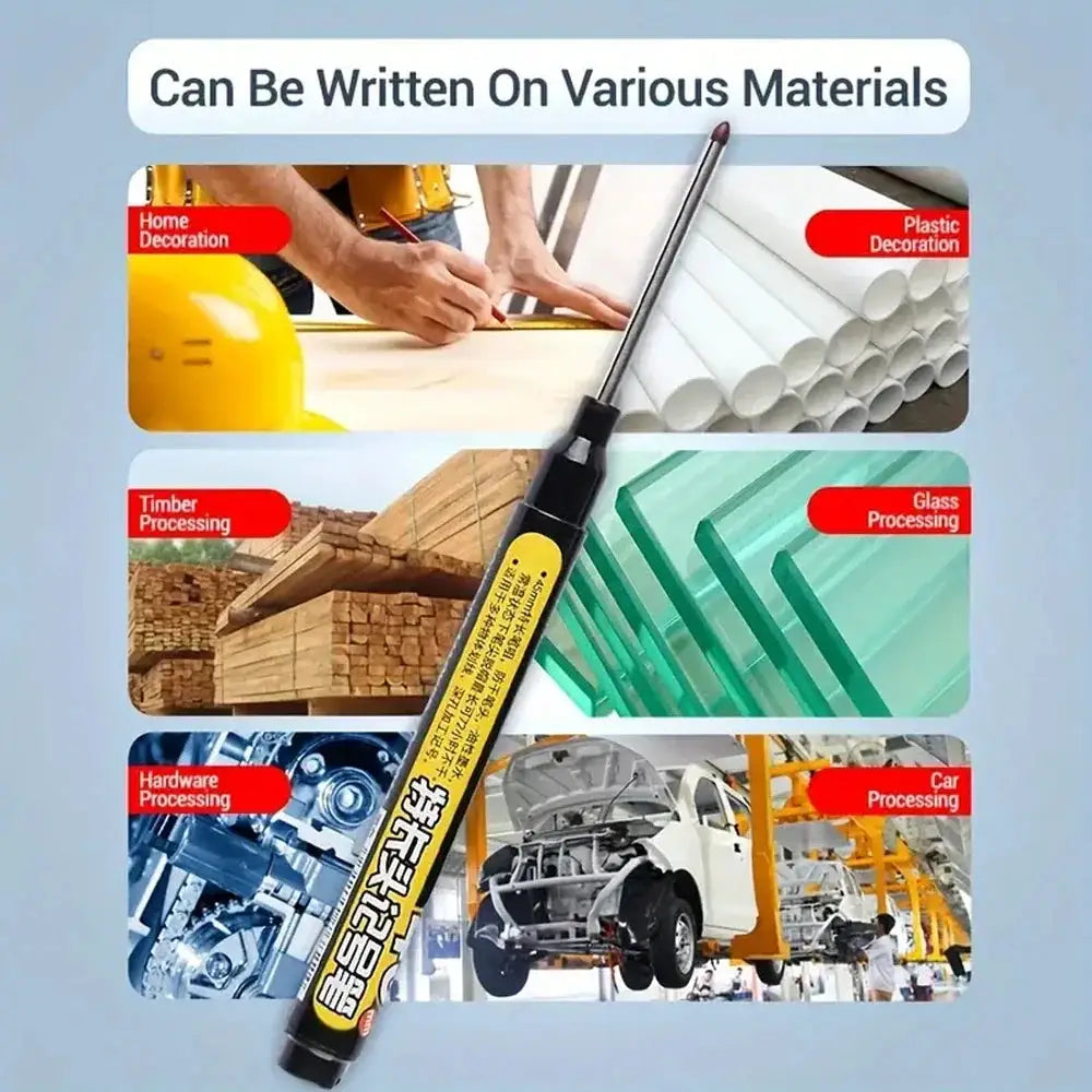 45mm Waterproof Long Head Marker Pen for Deep Hole Marking Tile Carpentry Woodworking Multi Purpose Ink Black Blue Red