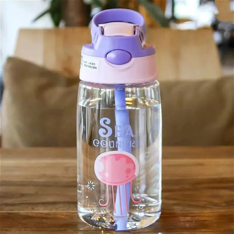 480ml Kids Sippy Cup Cartoon Baby Feeding Cup With Straws Leakproof Water Bottle Outdoor Portable Duckbill Straw Cups