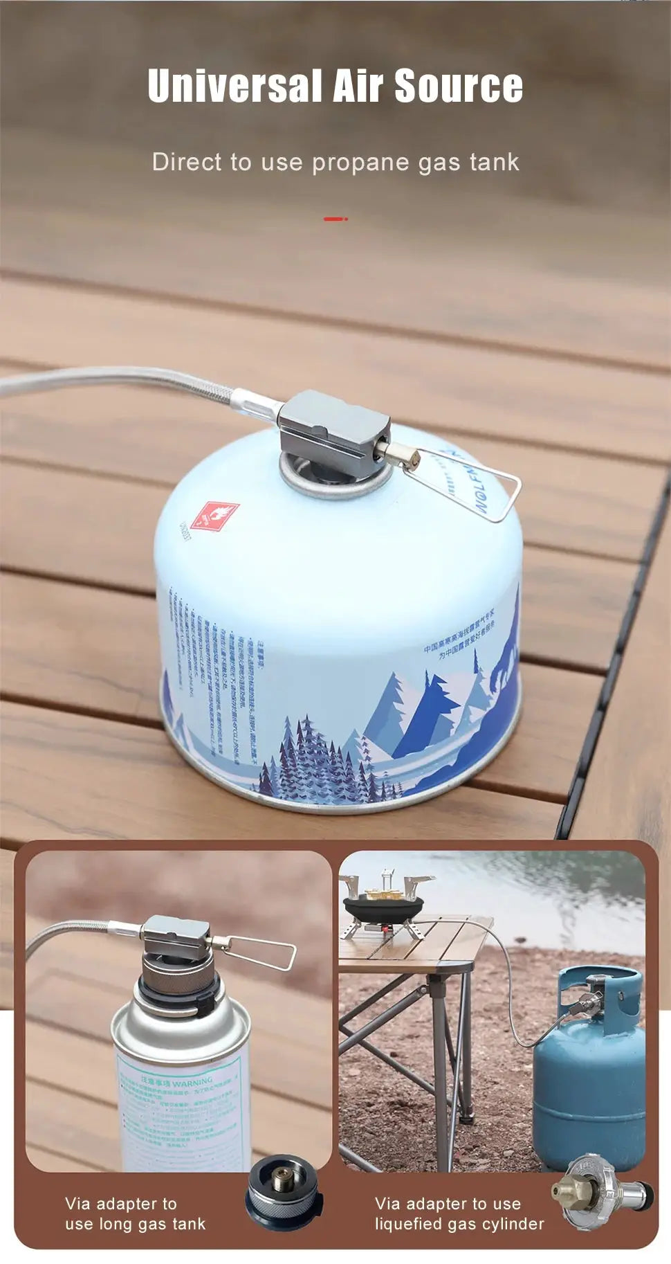 Simples Market BRS201A camping gas stove, high-power 16000W with blue propane canister and Piezo ignition