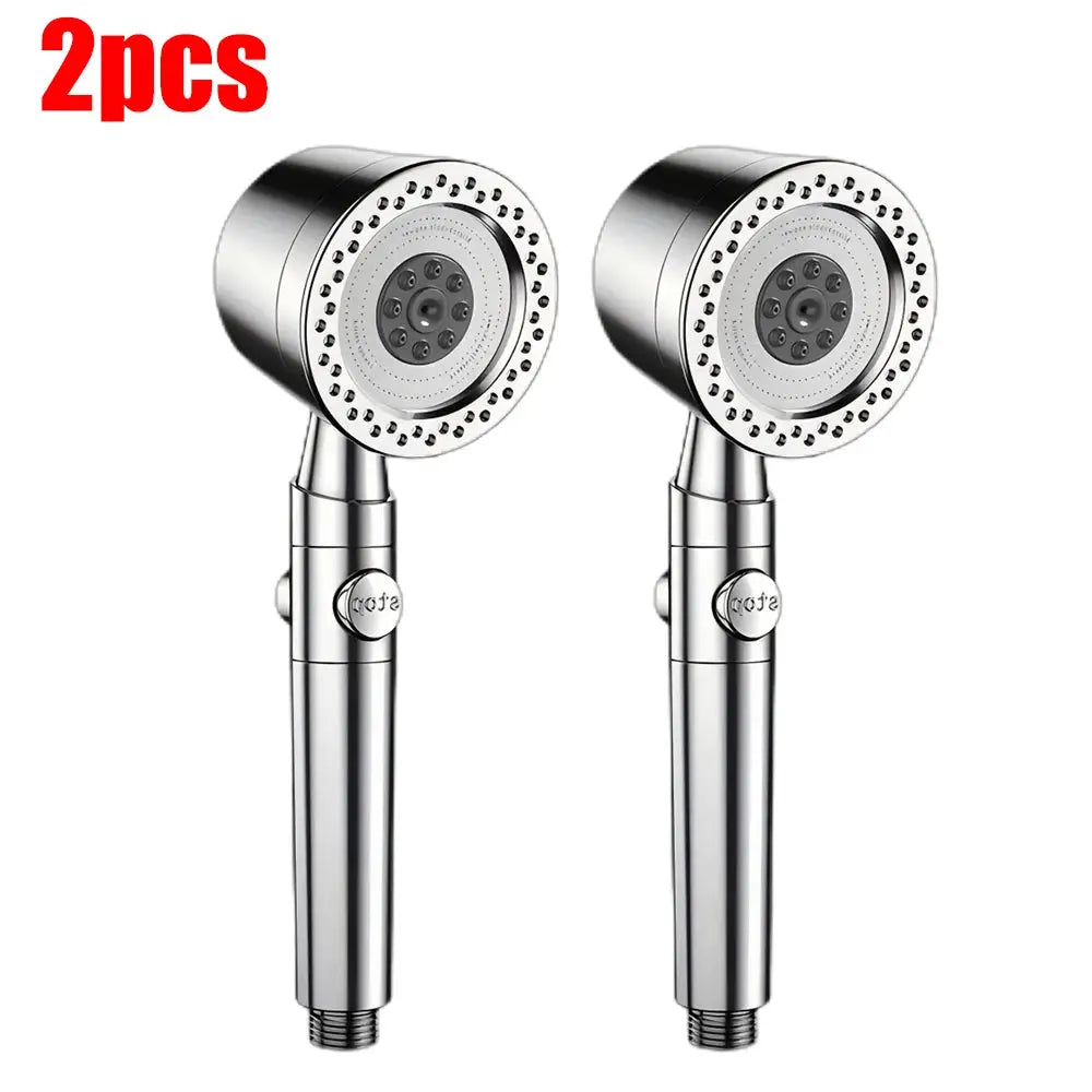 2pcs chrome handheld shower heads with 5-mode spray by Simples Market