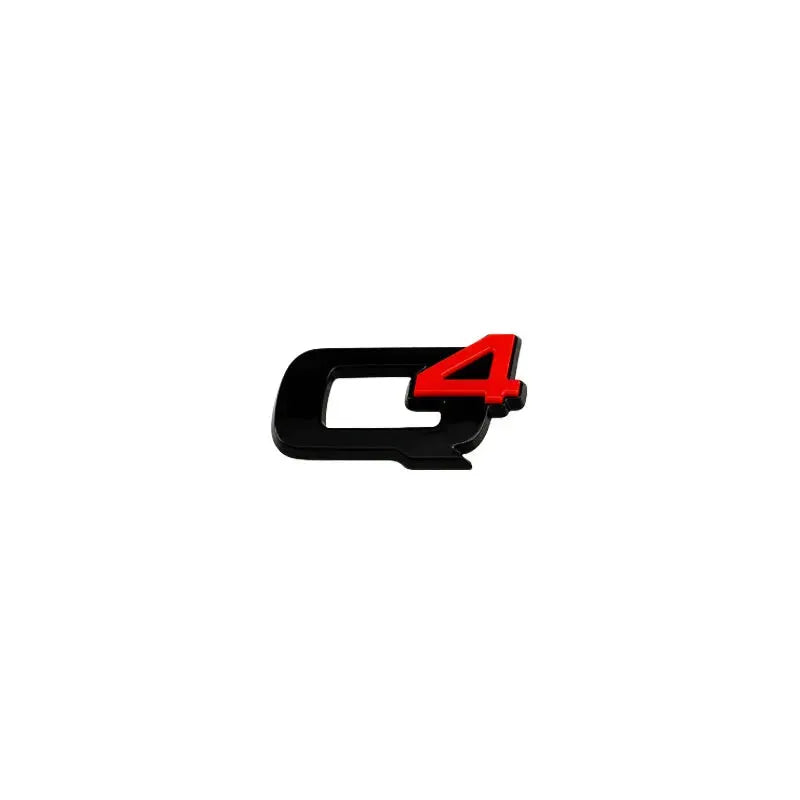 Q4 badge emblem in glossy black with red 4 for Alfa Romeo cars