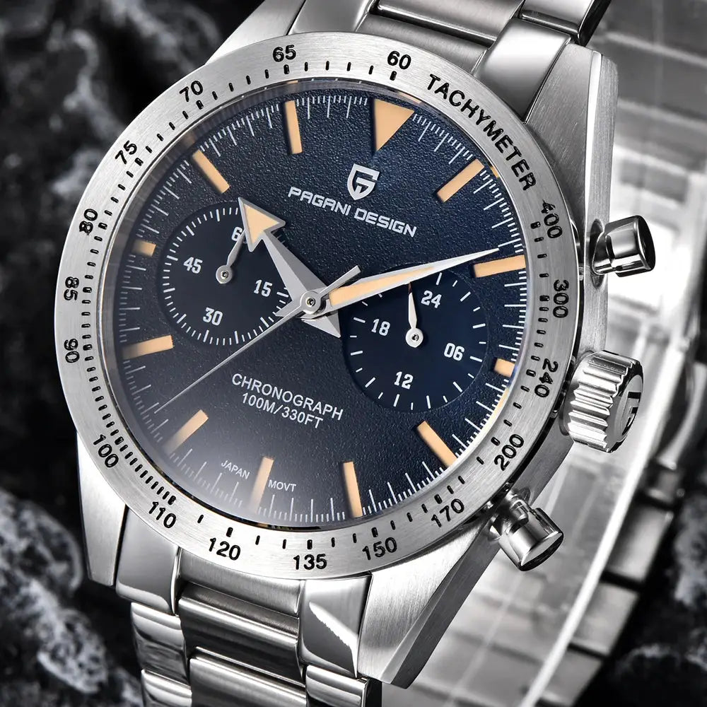 Pagani Design 2026 Retro Chronograph Moon Quartz Watch For Men VK64 Movement Sapphire Crystal Stainless Steel Case