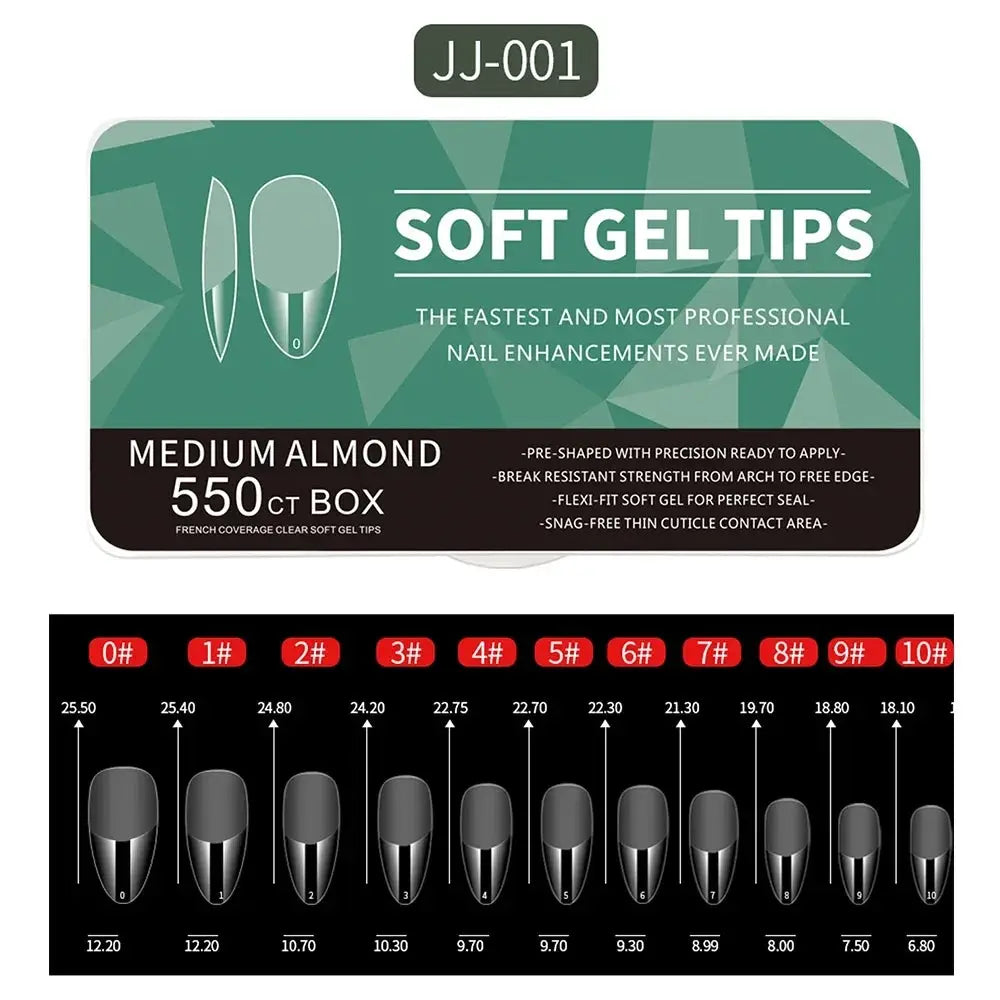 Nailuxe Pro Nails 550 Piece Soft Gel Nail Tips Medium And Short Full Coverage Matte Apricot Coffin Head Shape