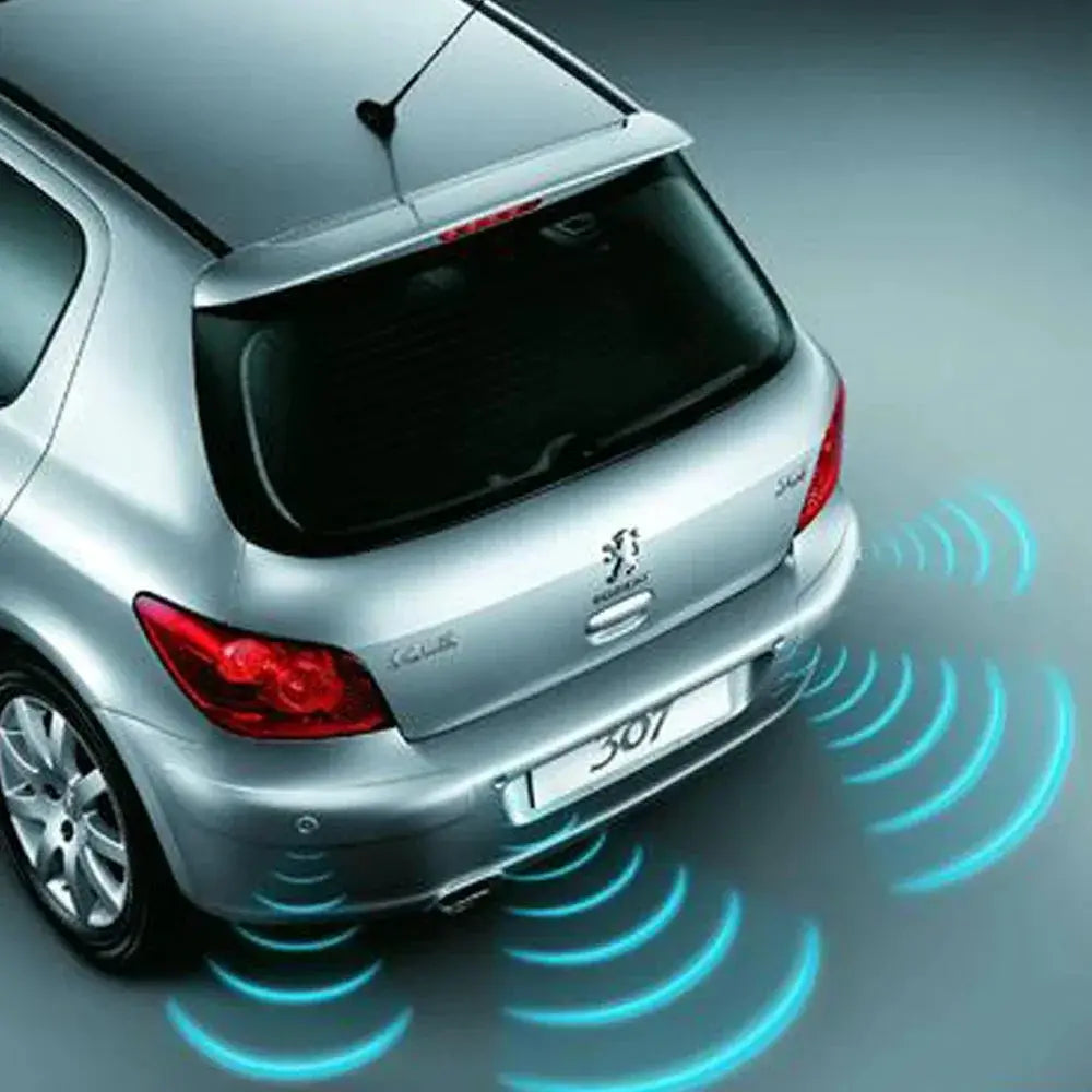 4-piece 22mm ultrasonic parking sensor system for car rear bumper; color options include red, black, white, silver.