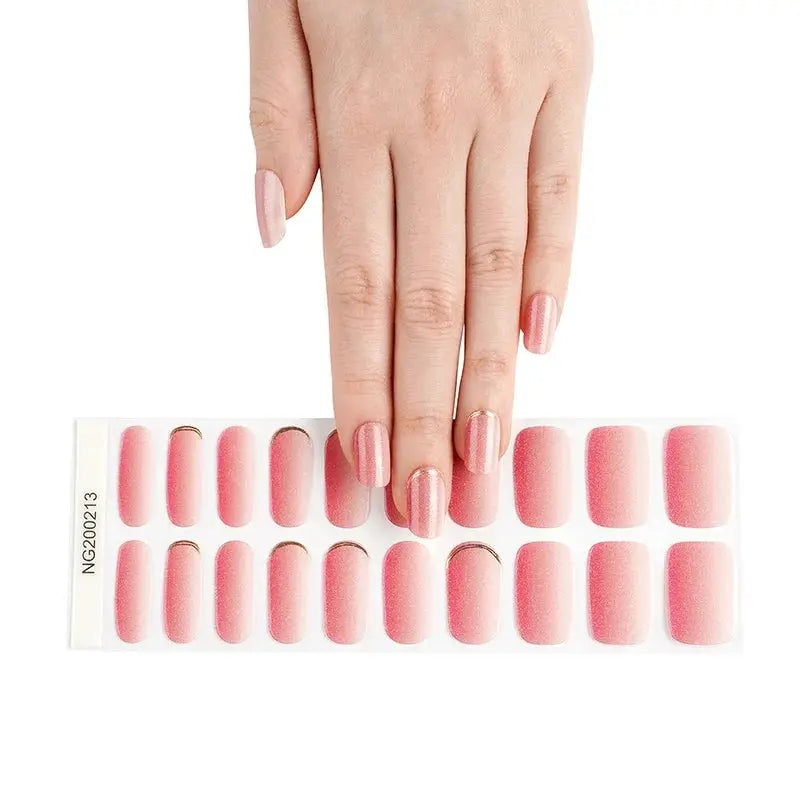 NailLux Semi Cured Nail Wraps For 16 To 20 Tips Easy Full Cover Adhesive Press On Nails Gel Finish UV LED Compatible