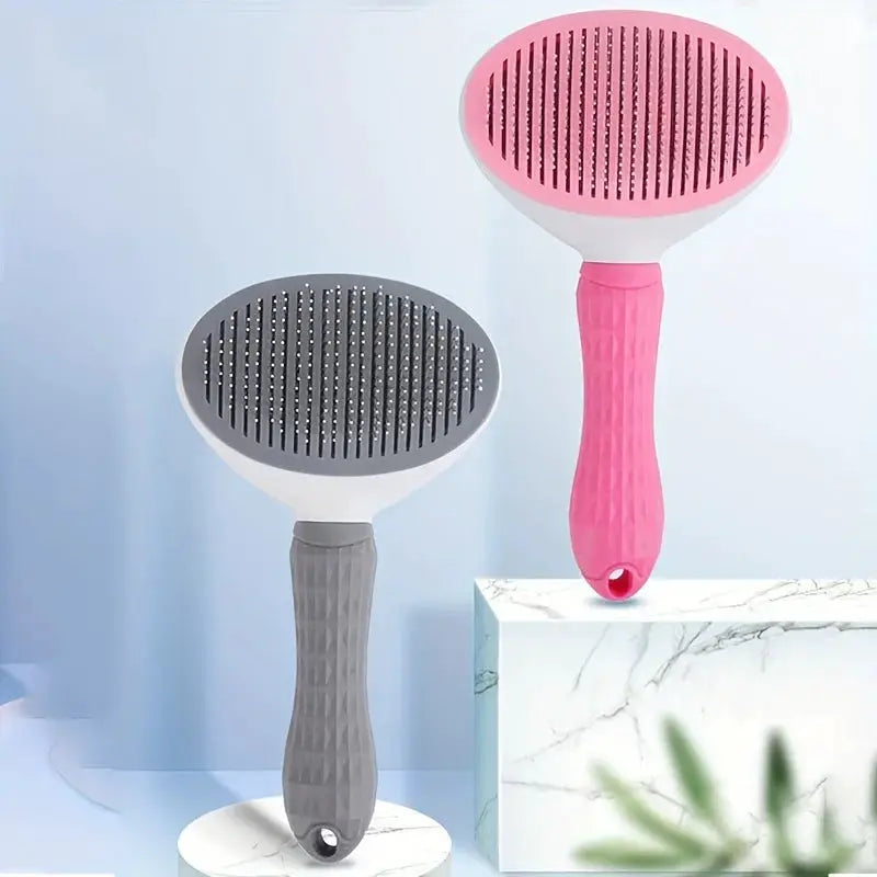 One Click Pet Hair Removal Comb for Dogs and Cats Automatic Slicker Brush for Effortless Grooming