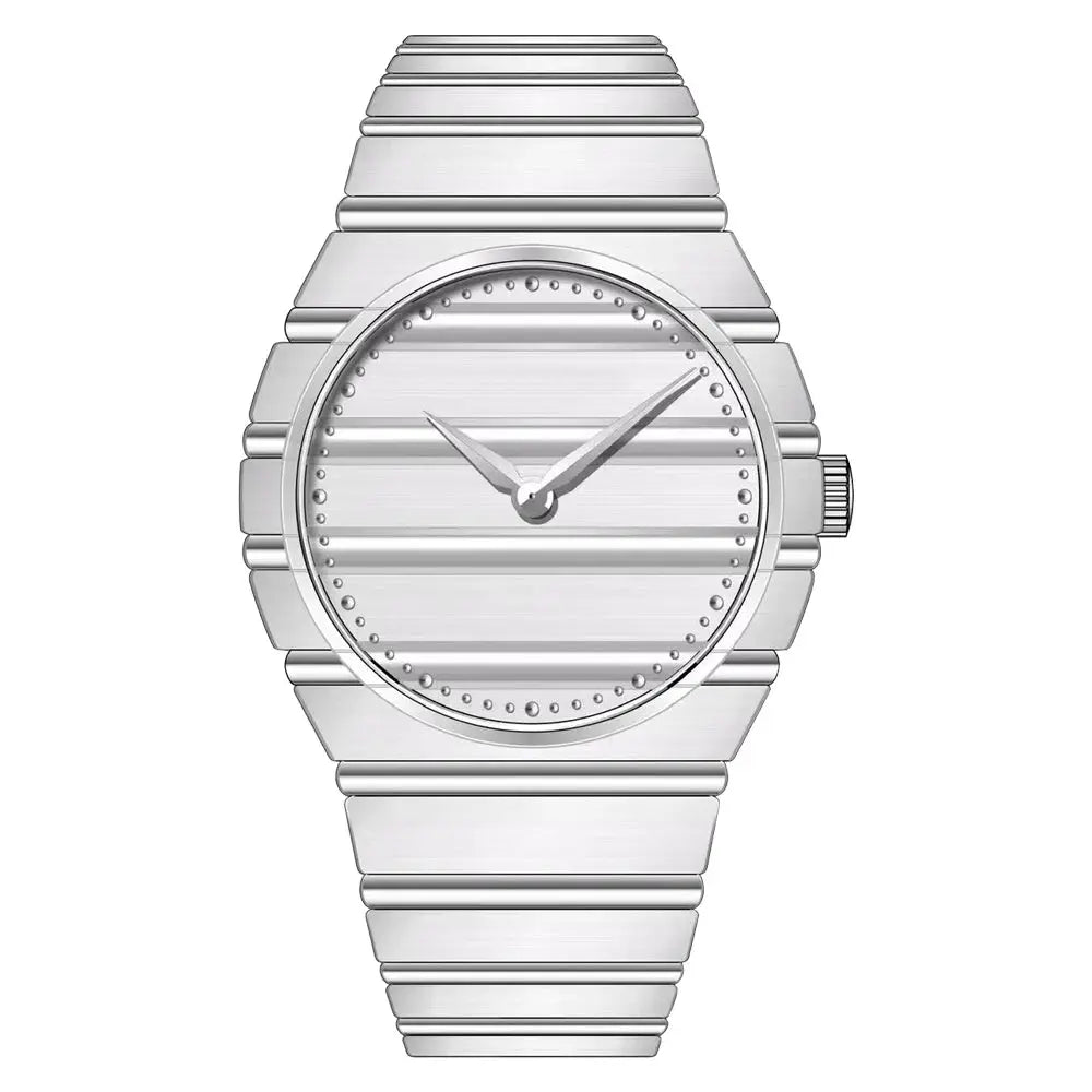 Men's stainless steel watch, silver-tone, 37mm quartz timepiece with ultrathin band and brushed dial with dot markers