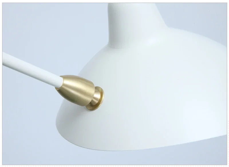 Mouille ceiling lamp pendant light with white shade and brass hardware