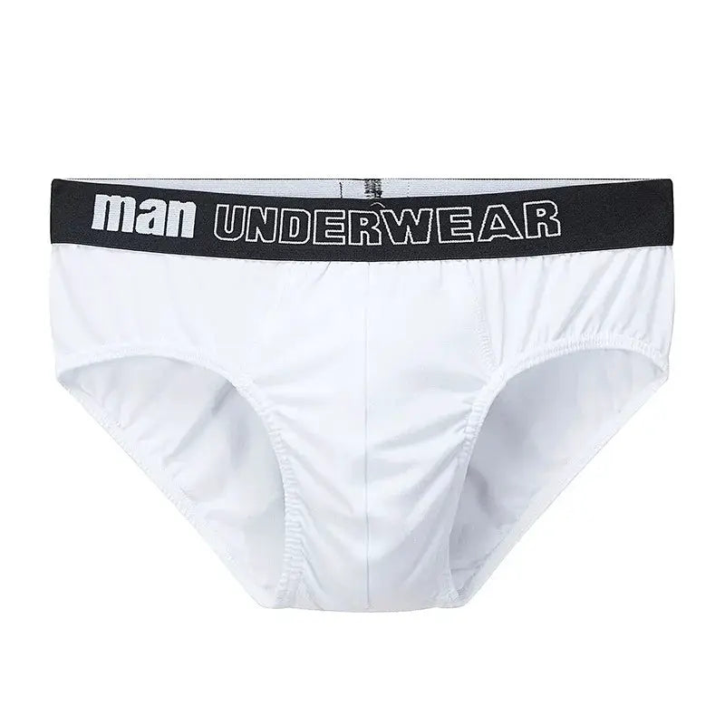 Simples Market men's cotton briefs in white size M/L with black elastic waistband reading MAN UNDERWEAR