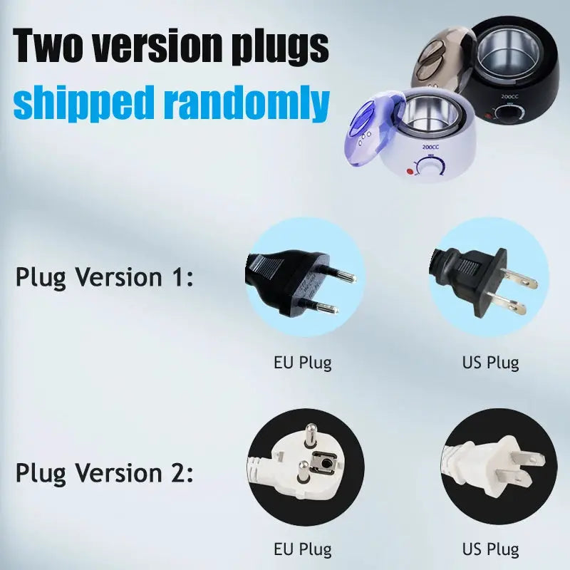 Paraffin wax warmer kit by Simples Market, 200ml, with EU and US plug options (2 plugs shown)