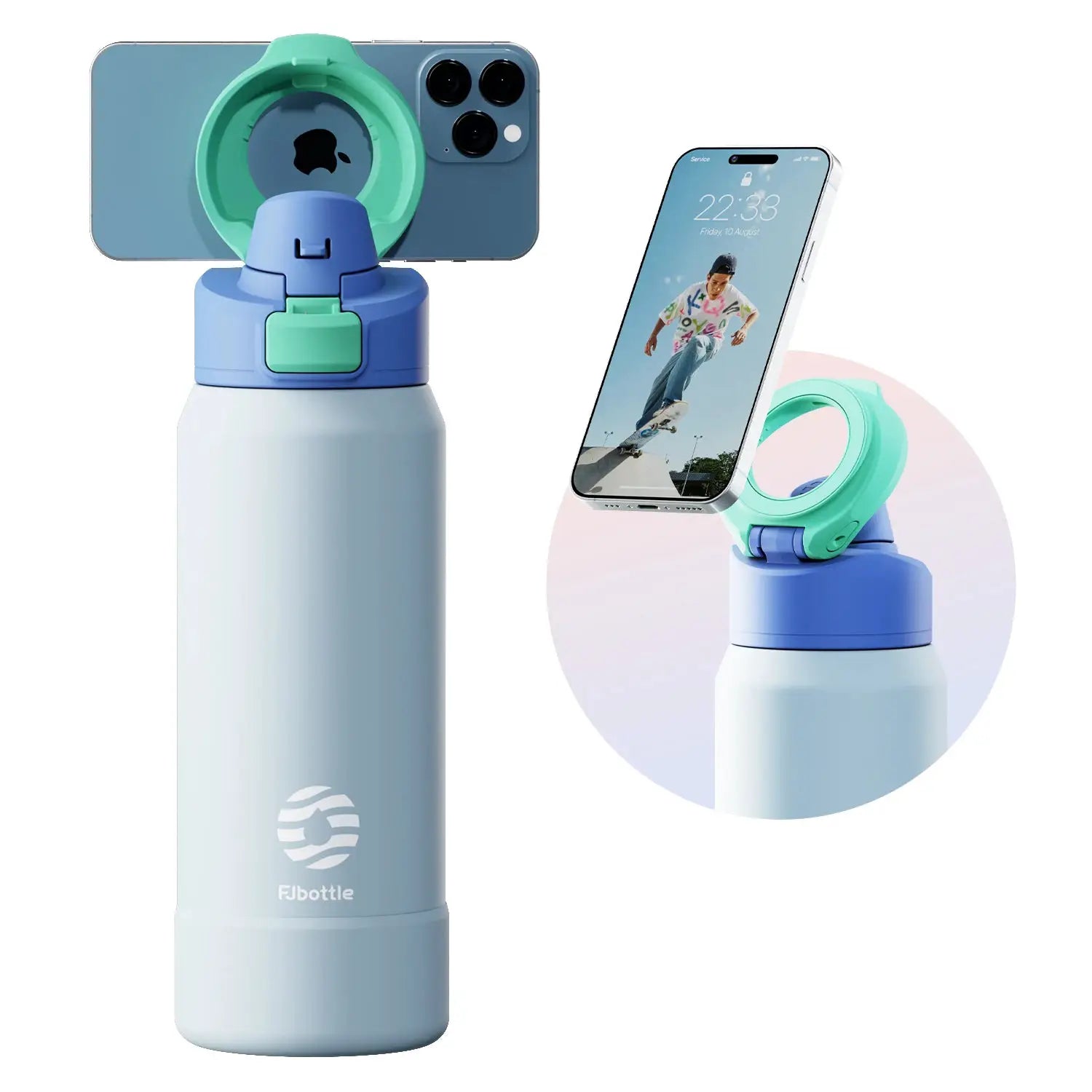 Fjbottle Magnetic Thermos Stainless Steel Bottle With Phone Holder