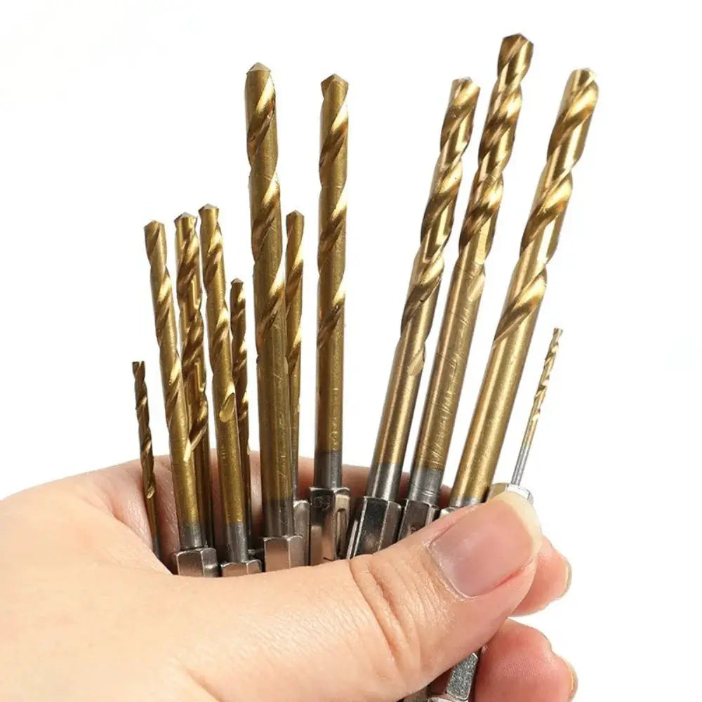 Hex Shank Twist Drill Bit Set Titanium Plated 1.5mm to 6.5mm for Electric Drill Driver