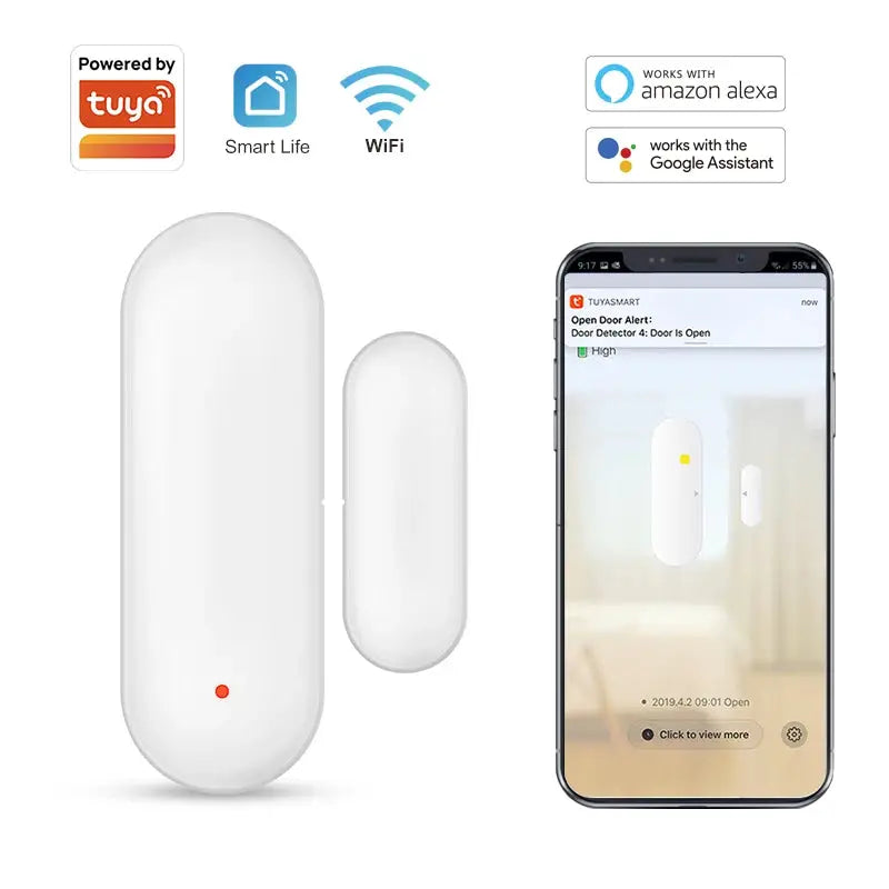 Simples Market Tuya Smart WiFi door sensor kit; two white magnetic detectors via Smart Life app