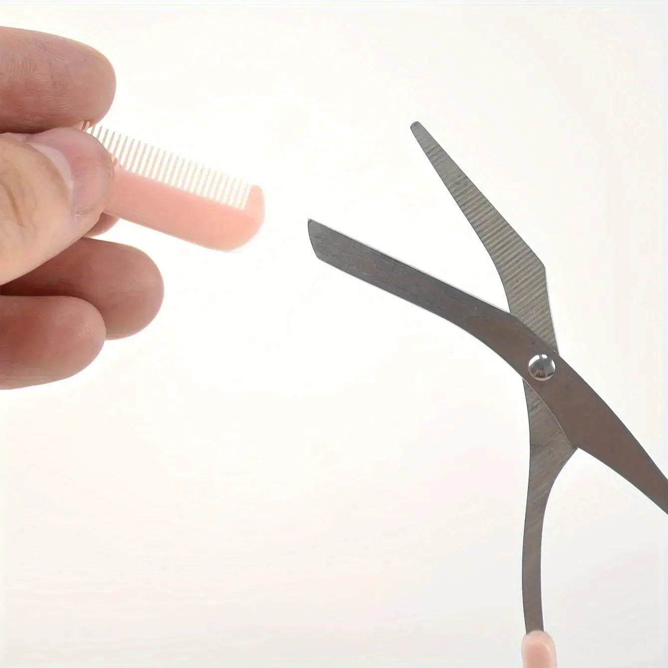 Pink Eyebrow Trimming Scissors With Built In Comb Stainless Steel Precision Grooming Tool For Perfect Eyebrows