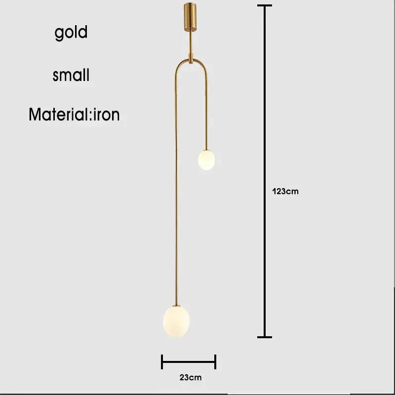 Simples Market gold Nordic minimalist chandelier pendant light, iron, 123 cm tall with two spherical ends
