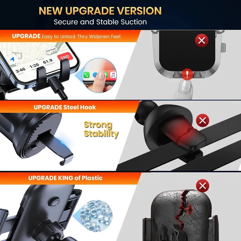 Topk Auto Locking Car Phone Holder Mount With Vent Clip For 4 To 6.7 Inch Devices Universal Fit