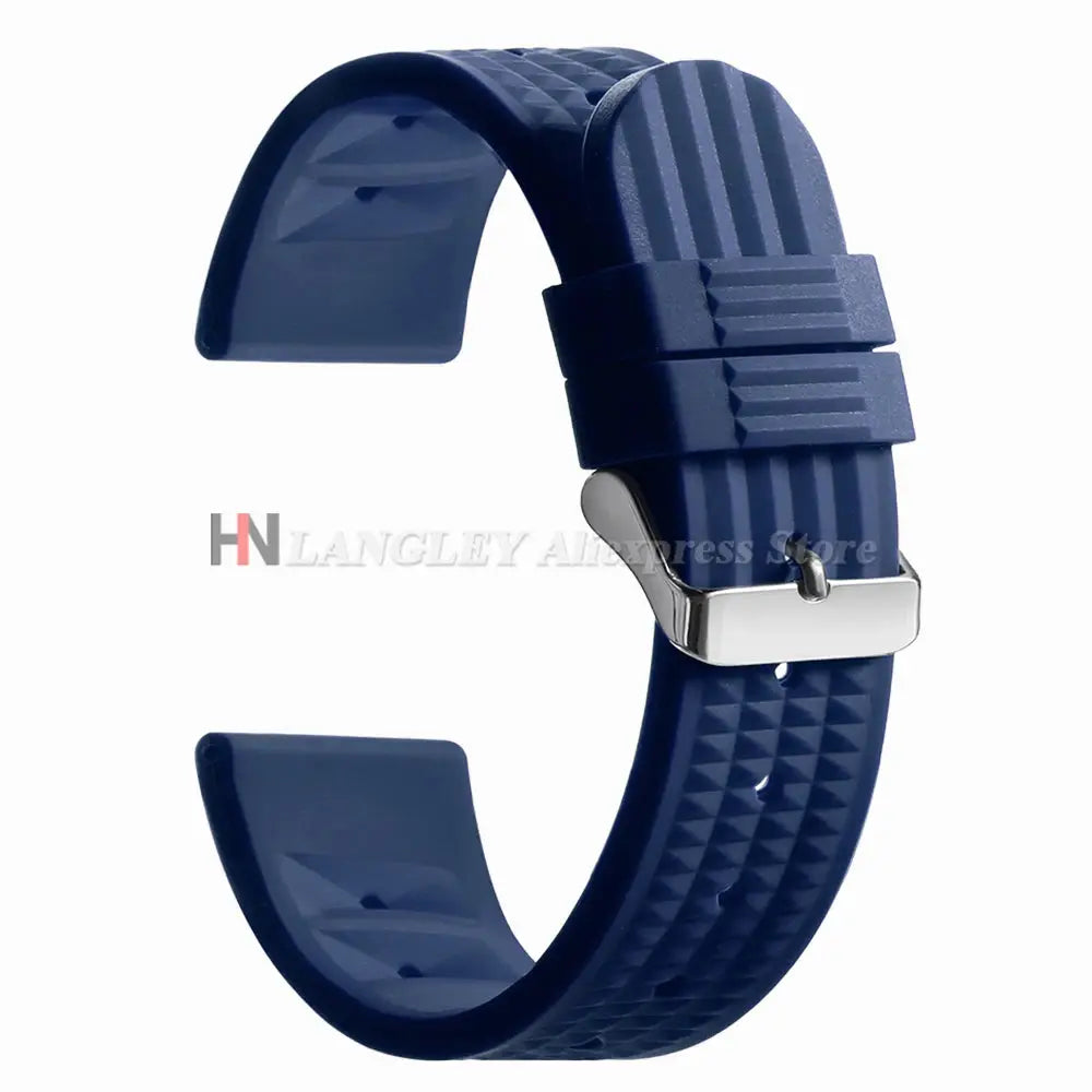 Watchdives Soft Rubber Waffle Strap 20mm 22mm Silicone Diver Watchband For Seiko SKX007 Waterproof
