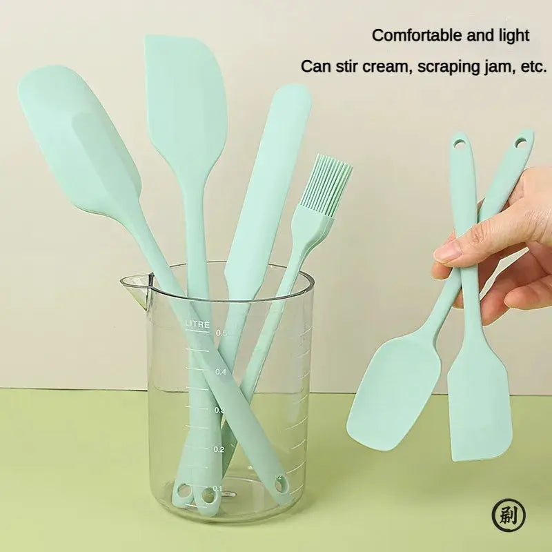 Six Piece Silicone Spatula Set For Baking And Cake Frosting Kit With Brush Nonstick Scrapers And Cream Spreads