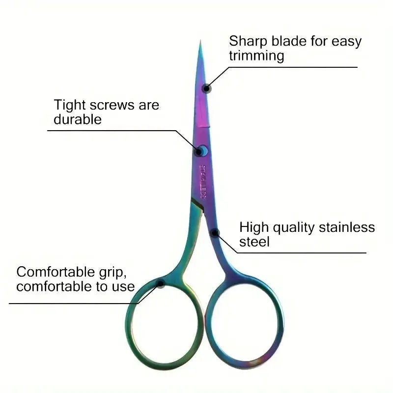GlamPro Multi Function Nail Art Scissors For Brows Lashes And Nails Precision Stainless Steel Grooming Shears