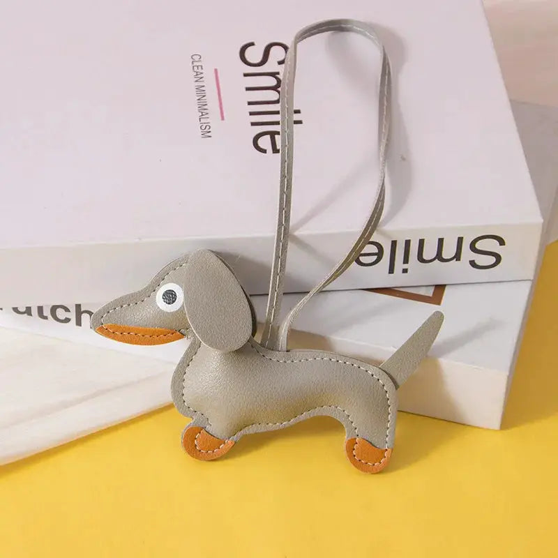 Cute Dachshund Leather Design Keychain Dog Charm For Bag And Car Ornament Perfect Gift For Women Friends And Couples