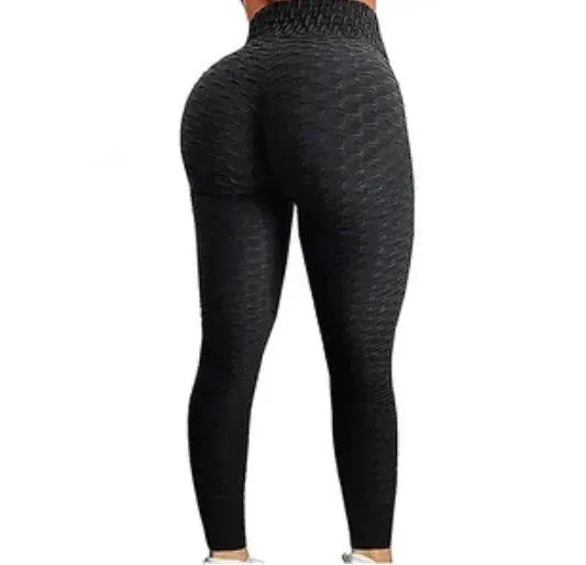 Push Up Leggings by Simples Market, black textured high-waist scrunch workout tights.