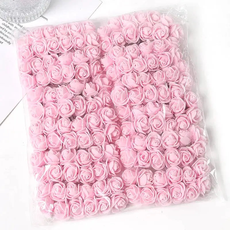 96 Pcs Mini Rose Artificial Flowers Bouquet 7.5cm Foam Fake Flowers Wedding Decoration For Home Room Decor