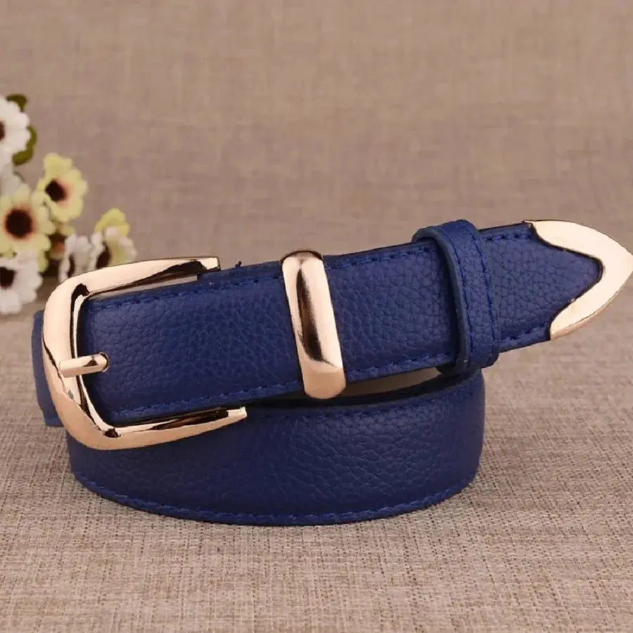 VogueLine PU Leather White Womens Trousers Belt Vintage Pin Buckle for Classic Style and High Quality