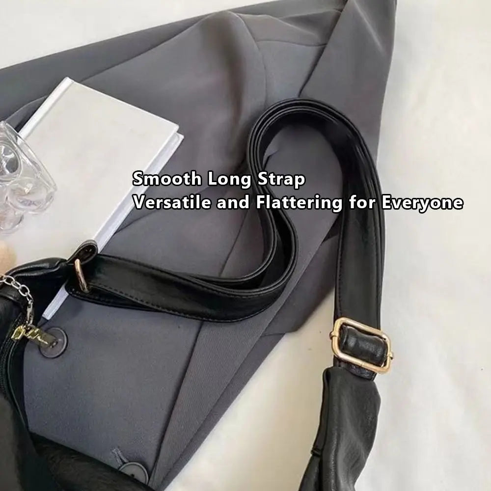 Trendy slouchy shoulder bag in gray PU leather with large capacity and long adjustable strap by Simples Market.