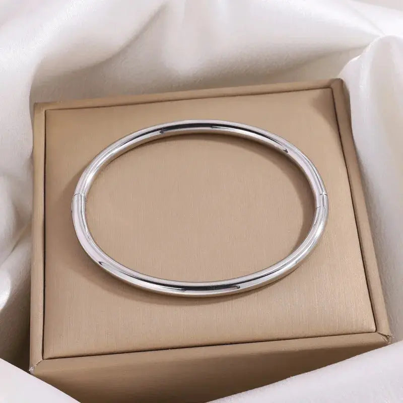 ZAKOL stainless steel cuff bracelet for women, silver-tone, openable