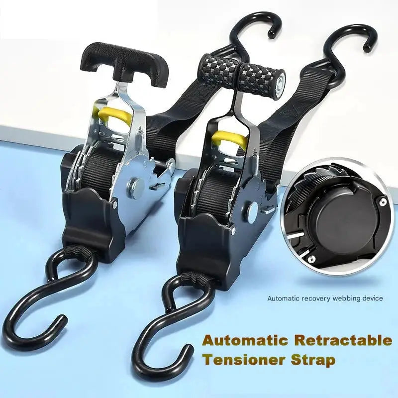 Auto Straps For Cargo Tape Retractable Belts And Ratchet Tensioners For Cars Motorcycles And Luggage