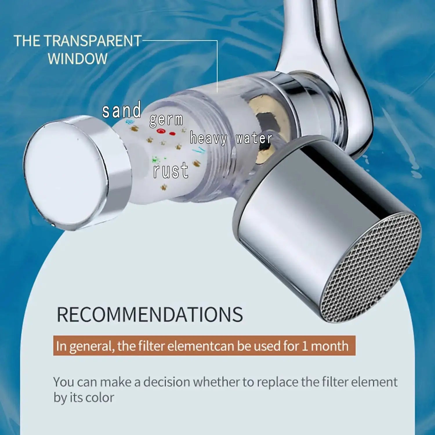Simples Market universal faucet extender with filter, chrome swivel aerator, 1080° rotation