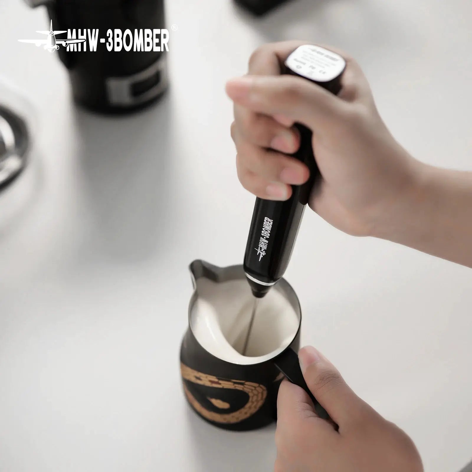 MHW 3 Bomber Milk Foam Machine Stainless Steel Electric Milk Beater Portable Milk Mixer For Home Kitchen Accessories